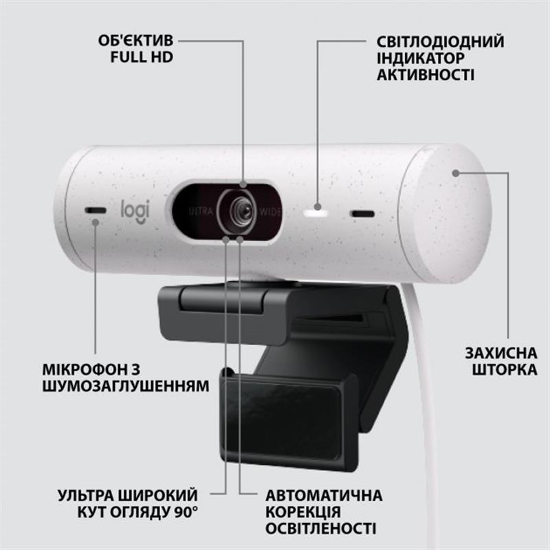 Веб-камера Logitech Brio 500 White (960-001428) - фото 6