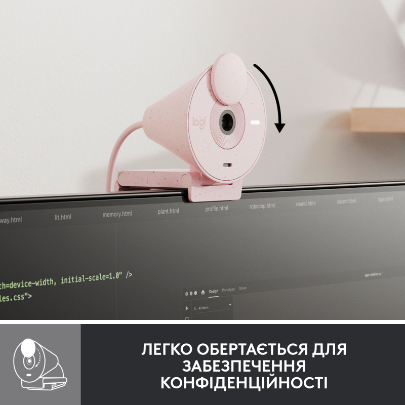 Веб-камера Logitech Brio 300 Rose (960-001448) - фото 5
