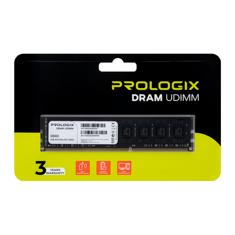 Модуль пам`ятi DDR3 4GB/1600 Prologix (PRO4GB1600D3) - фото 4